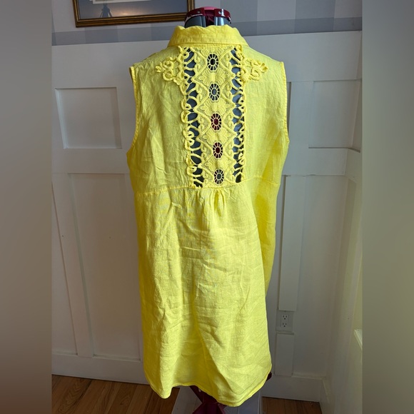 M Made In Italy Tops - Italian Linen Sleeveless Yellow Button-Front Tunic Top Large